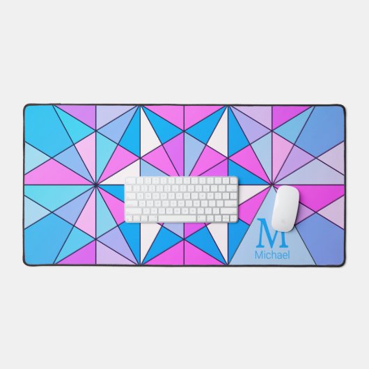 Monogramme Motif triangle bleu violet rétro (Clavier et souris)