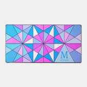 Monogramme Motif triangle bleu violet rétro (Recto)