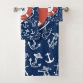 Monogramme nautique Ancre bleu marine Motif (En situation)