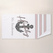 Monogramme nautique Dusty Rose rose Ancre florale (Serviette de bain)