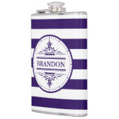 Monogramme Nautique Élégant Marine Bleu Flacon ray (Gauche)