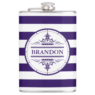 Monogramme Nautique Élégant Marine Bleu Flacon ray