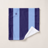 monogramme nautique sur les tons bleus rayés (Gant de toilette)