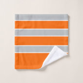 Monogramme - néon orange - gris rayures (Gant de toilette)