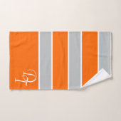 Monogramme - néon orange - gris rayures (Serviette à main)