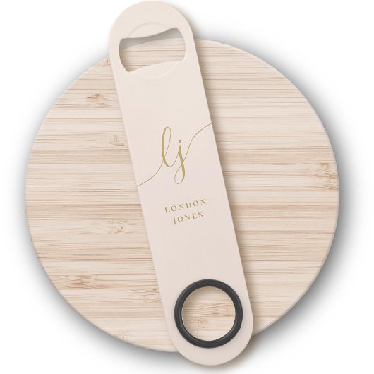 Monogramme Neutral Moderne Design Blush Gold Scrip
