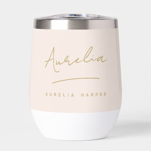 Monogramme Neutre Moderne Minimal Blush Or Rose (Avant)