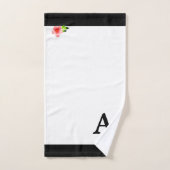 Monogramme noir avec serviette de bain rose Flower (Serviette à main)
