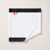 Monogramme noir avec serviette de bain rose Flower (Gant de toilette)