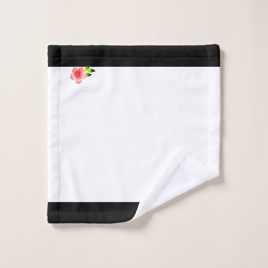 Monogramme noir avec serviette de bain rose Flower (Gant de toilette)
