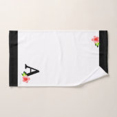 Monogramme noir avec serviette de bain rose Flower (Serviette à main)