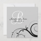 Monogramme noir B Invitations de mariage gris (Devant)