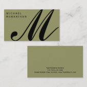 Monogramme noir beige Carte de visite minimal (Devant / Derrière)