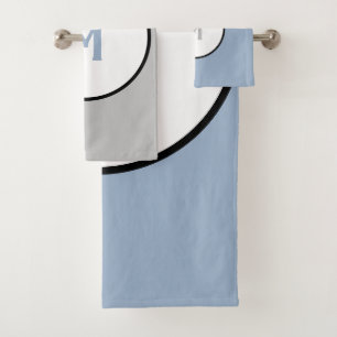 Monogramme noir blanc argenté géométrique bleu ard
