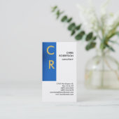 Monogramme noir blanc bleu Carte de visite plat (Debout devant)