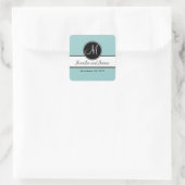 Monogramme noir blanc bleu Noir Favour Sticker (Sac)