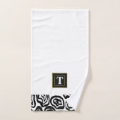 Monogramme Noir Blanc brossé texture (Serviette à main)