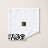Monogramme Noir Blanc brossé texture (Gant de toilette)