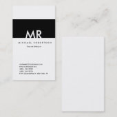 Monogramme noir blanc Carte de visite propre (Devant / Derrière)