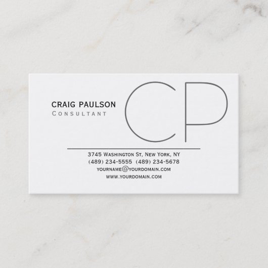 Monogramme noir blanc Carte de visite tendance (Devant)