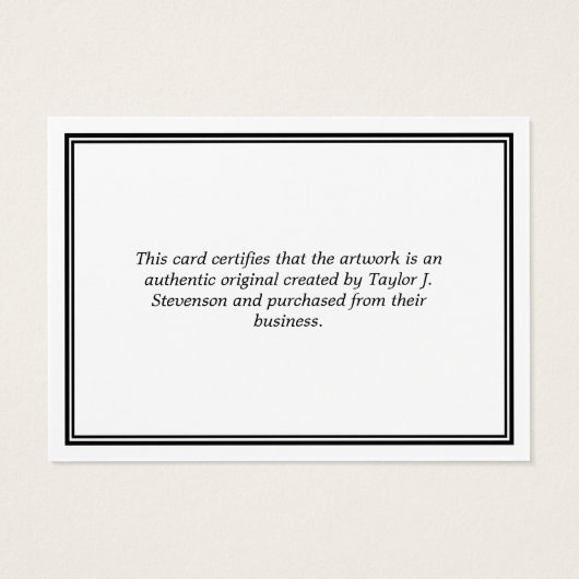 Monogramme noir blanc Certificat d'authenticité (Dos)