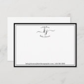 Monogramme Noir Blanc Du Bureau De La Carte Note (Devant / Derrière)