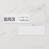 Monogramme noir blanc gris Carte de visite (Devant / Derrière)