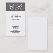 Monogramme noir blanc gris Carte de visite de band (Devant / Derrière)