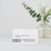 Monogramme noir blanc gris Carte de visite de band (Debout devant)