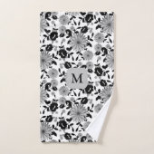 Monogramme noir blanc gris design (Serviette à main)