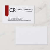 Monogramme noir blanc gris rouge Carte de visite (Devant / Derrière)