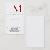 Monogramme noir blanc moderne Carte de visite simp (Devant / Derrière)