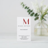 Monogramme noir blanc moderne Carte de visite simp (Debout devant)