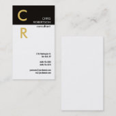 Monogramme Noir Blanc Or Carte de visite (Devant / Derrière)