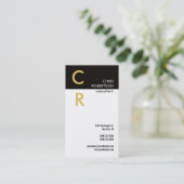Monogramme Noir Blanc Or Carte de visite (Debout devant)