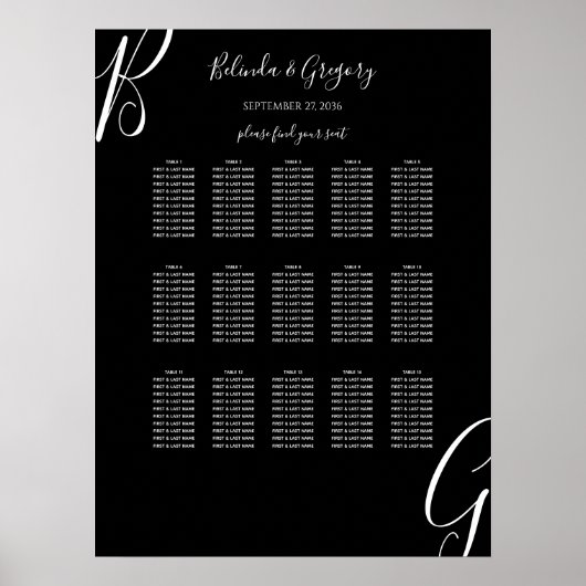 Monogramme noir blanc Premier Mariage Tableau de s (Devant)