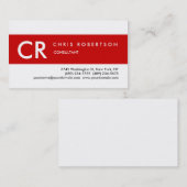 Monogramme noir blanc rouge Carte de visite de ban (Devant / Derrière)