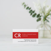 Monogramme noir blanc rouge Carte de visite de ban (Debout devant)