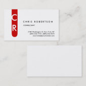 Monogramme noir blanc rouge Carte de visite de ban (Devant / Derrière)