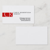 Monogramme noir blanc rouge Carte de visite de ban (Devant / Derrière)