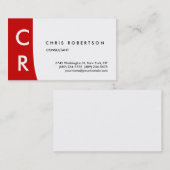 Monogramme noir blanc rouge Carte de visite de ban (Devant / Derrière)