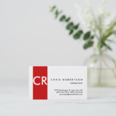 Monogramme noir blanc rouge Carte de visite de ban (Debout devant)