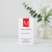 Monogramme Noir Blanc Rouge Carte de visite modern (Debout devant)