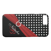 Monogramme Noir Blanc Rouge Pois iPhone 7 Coque (Dos (Horizontal))