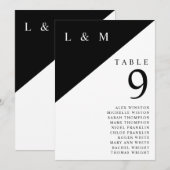 Monogramme noir blanc Tableau des numéros de table (Devant / Derrière)