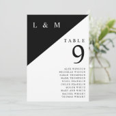 Monogramme noir blanc Tableau des numéros de table (Debout devant)