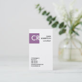 Monogramme noir blanc violet Carte de visite (Debout devant)