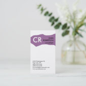 Monogramme noir blanc violet Carte de visite (Debout devant)