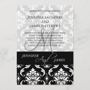 Monogramme noir Damas Noms des invitations de mari