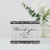Monogramme noir Damask Paisley Mariage Merci (Debout devant)